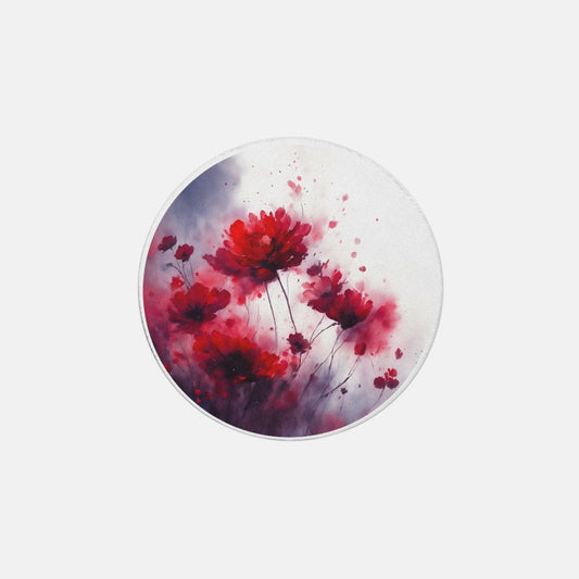 Watercolor Red Flowers set 2 Neoprene Coasters (Round) 4PK