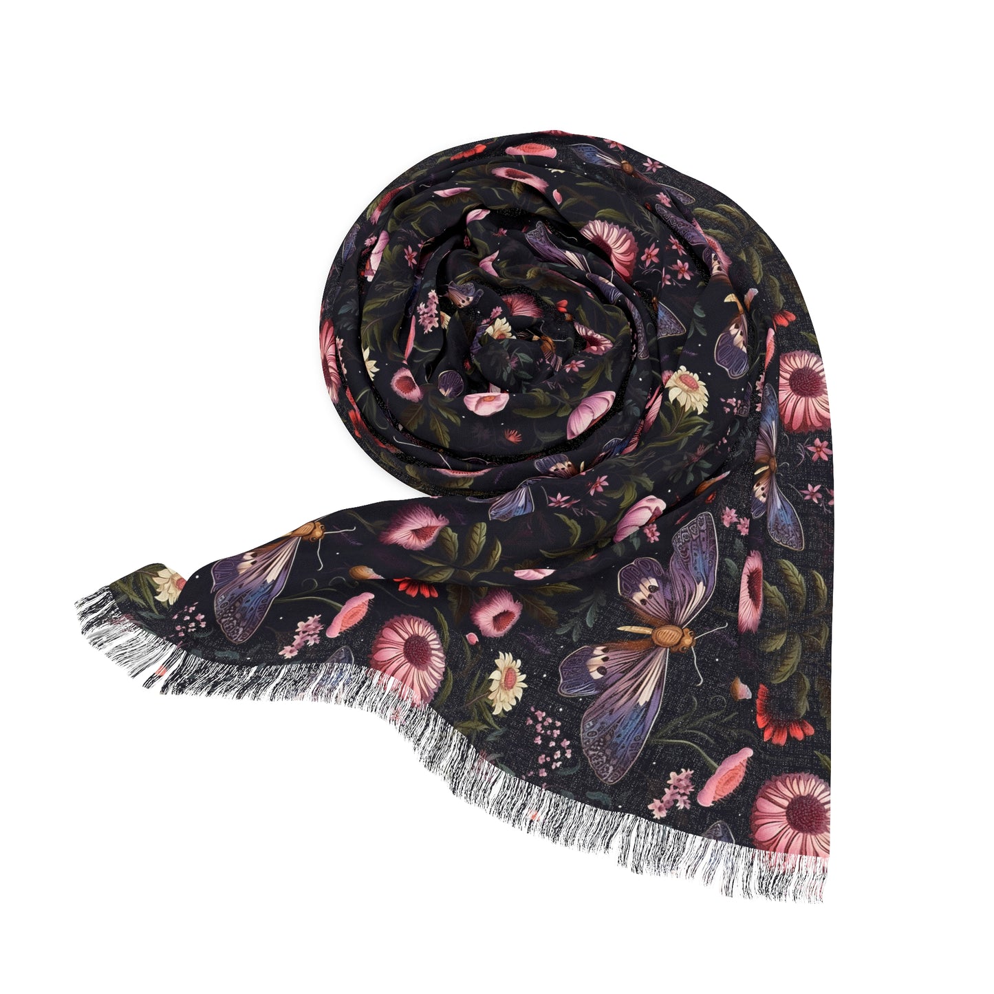 Pink Butterflies At Night Light Pashmina Scarf