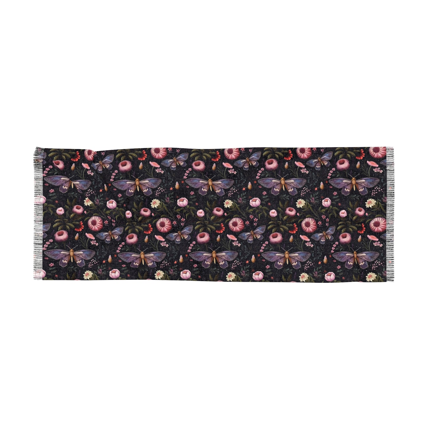 Pink Butterflies At Night Light Pashmina Scarf