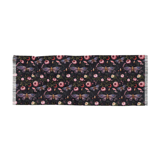 Pink Butterflies At Night Light Pashmina Scarf