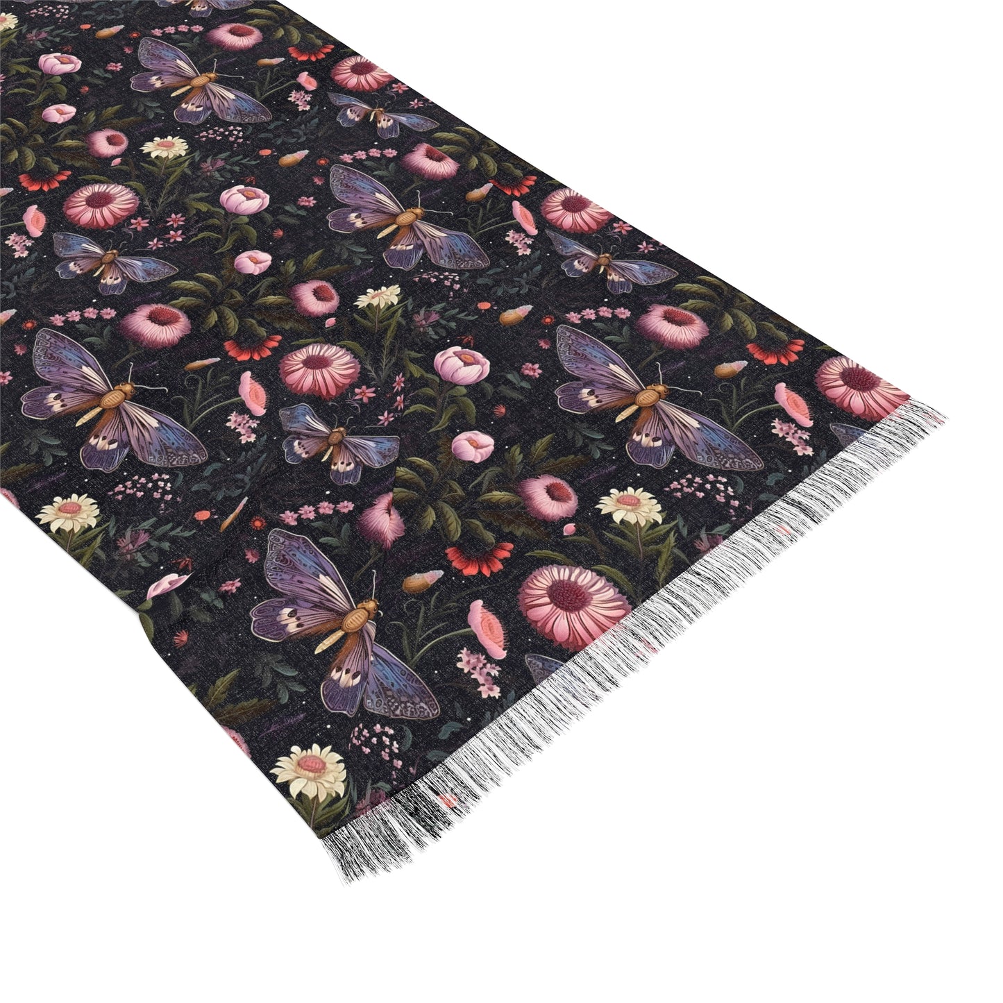 Pink Butterflies At Night Light Pashmina Scarf