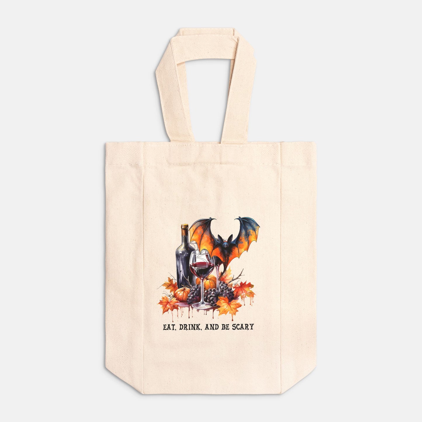 Eat, Drink, Be Scary ..Double Wine Tote (Canvas )