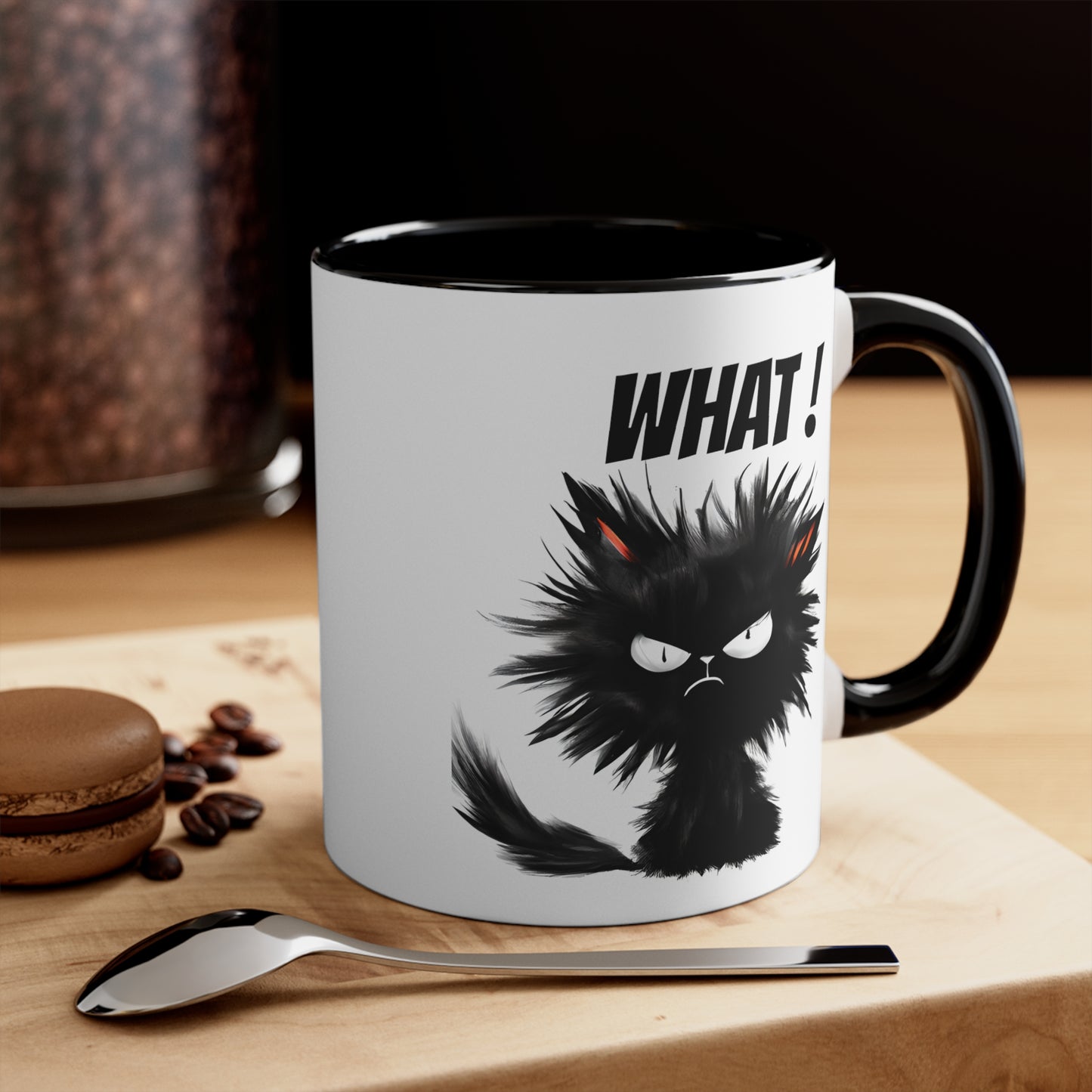 What ! Black Cat Accent Mugs