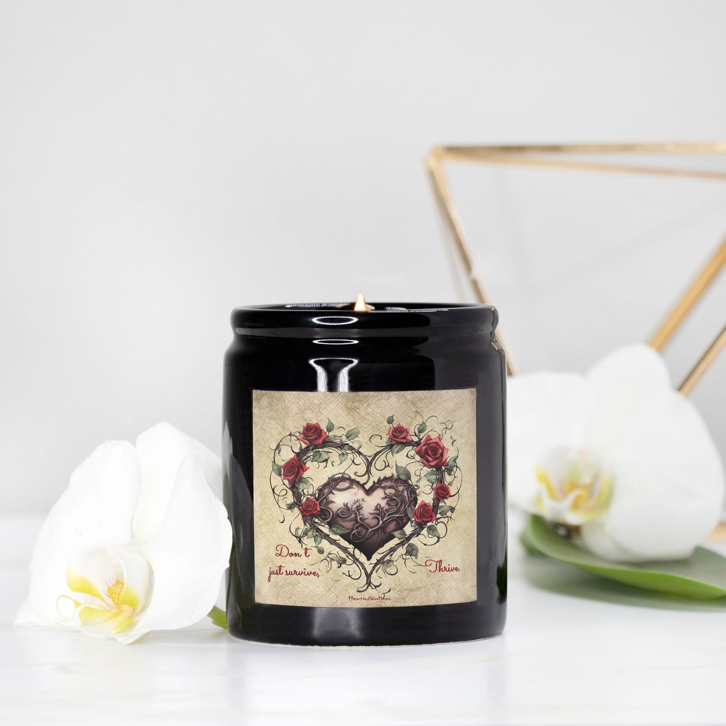 Don't Just Survive ,Thrive- 8oz Farmhouse Ceramic Candle (Black)