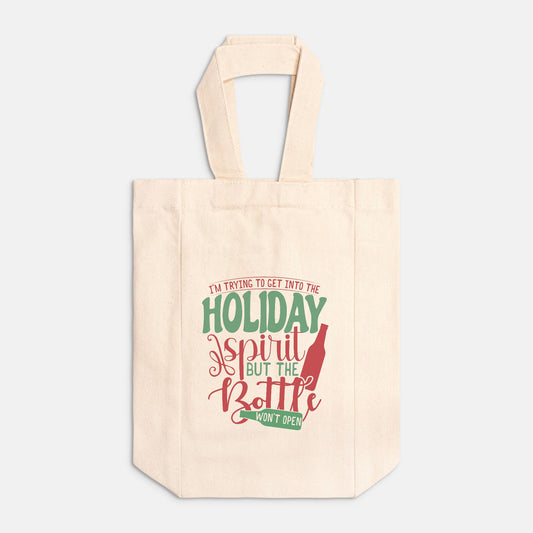 I'm trying to get into the holiday spirit but the bottle won't open Canvas Wine Tote (Double)