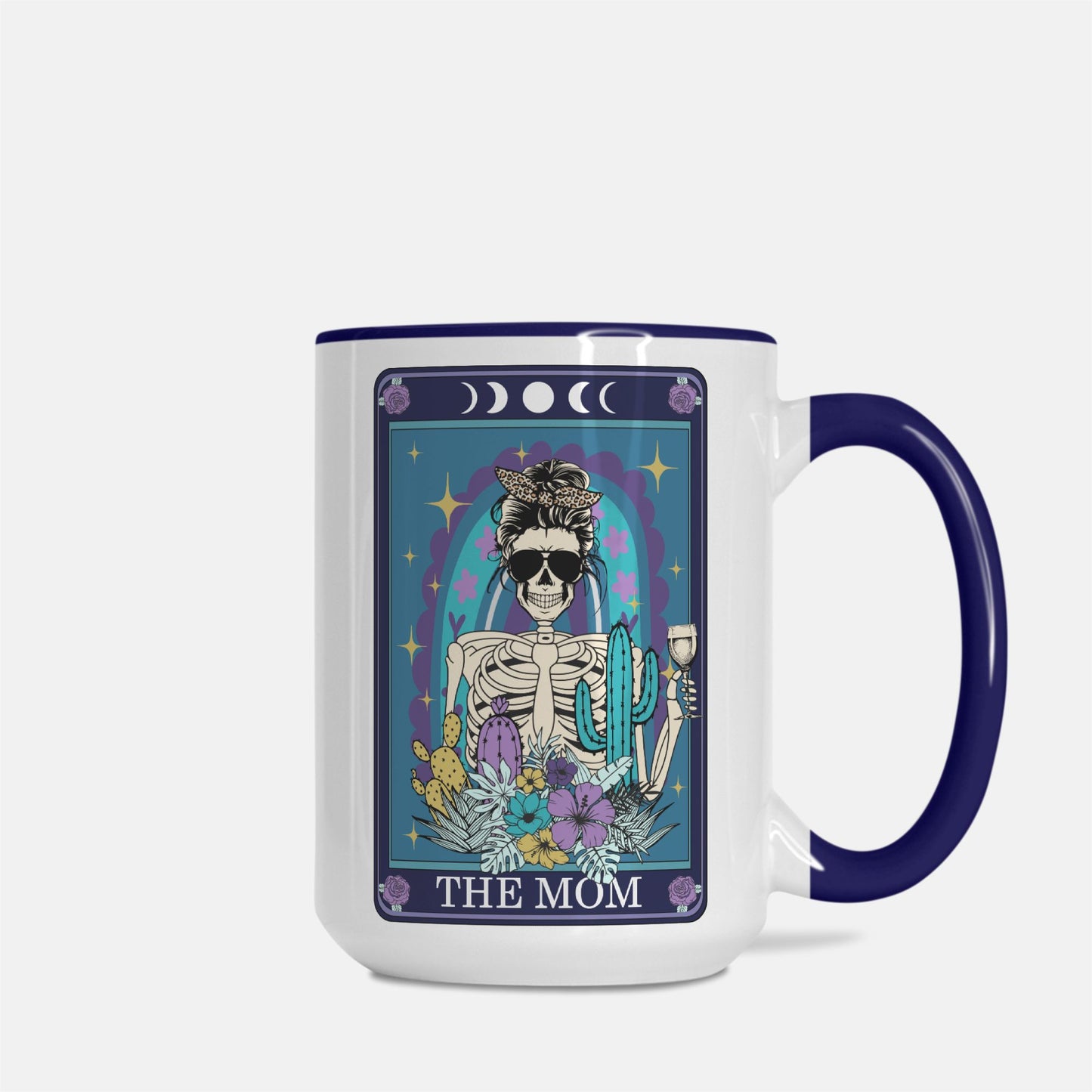 The Mom Tarot Card 15oz. Deluxe Mug (Dark Blue + White)