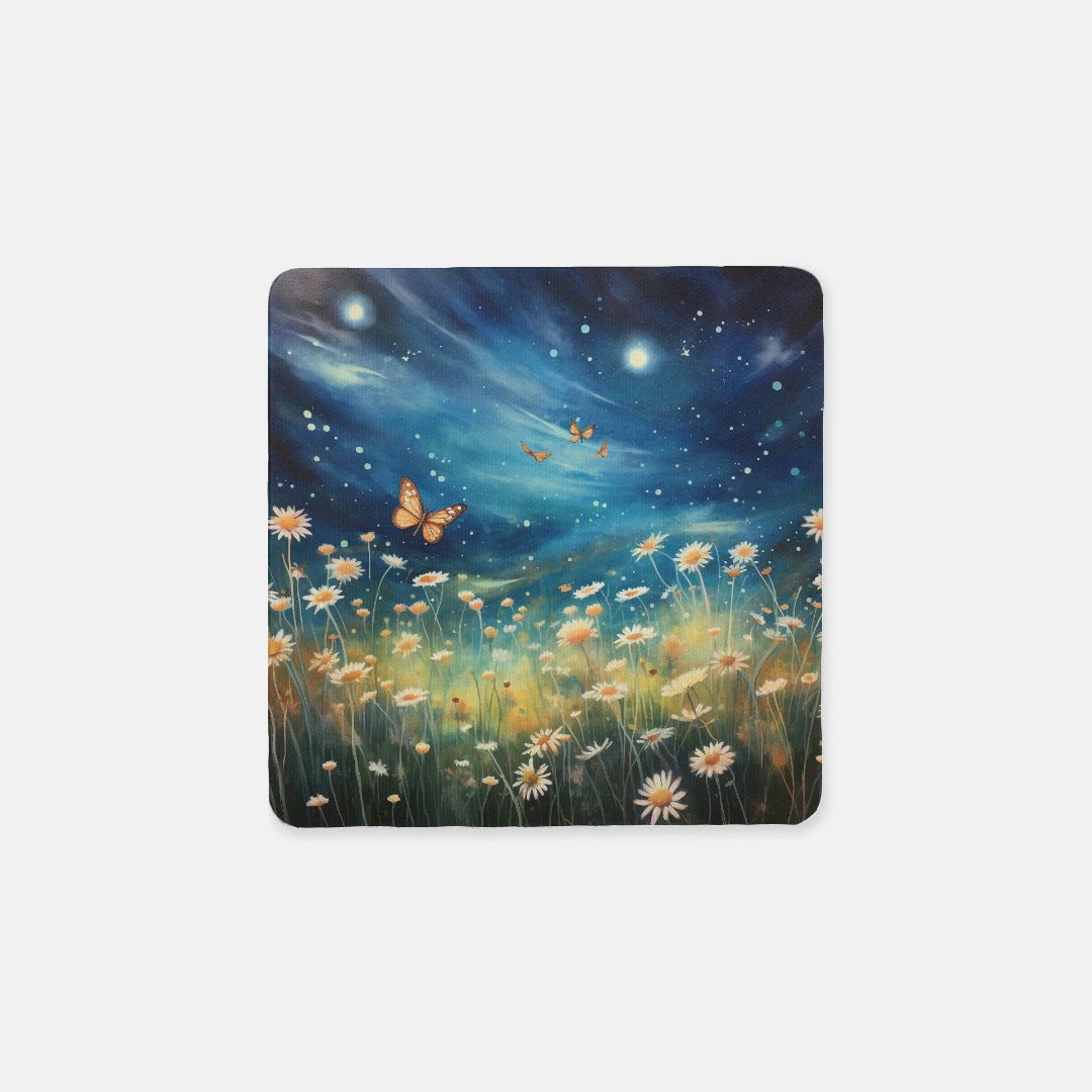 Starlight Butterflies and Daisies Set 1 Neoprene Coasters (Square) 4PK