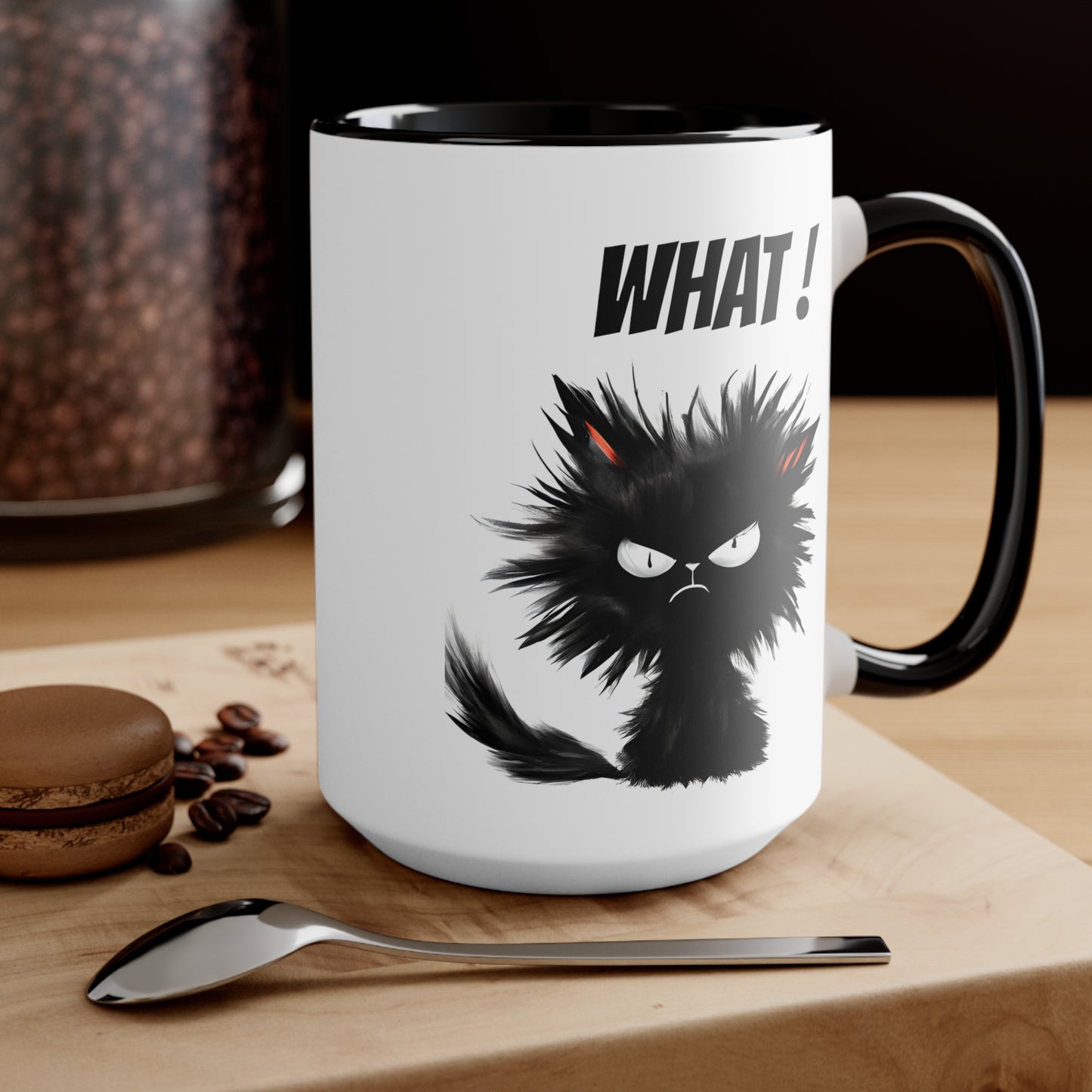 What ! Black Cat Accent Mugs