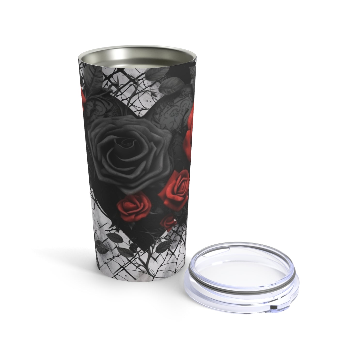 Black heart and roses 20oz Tumbler