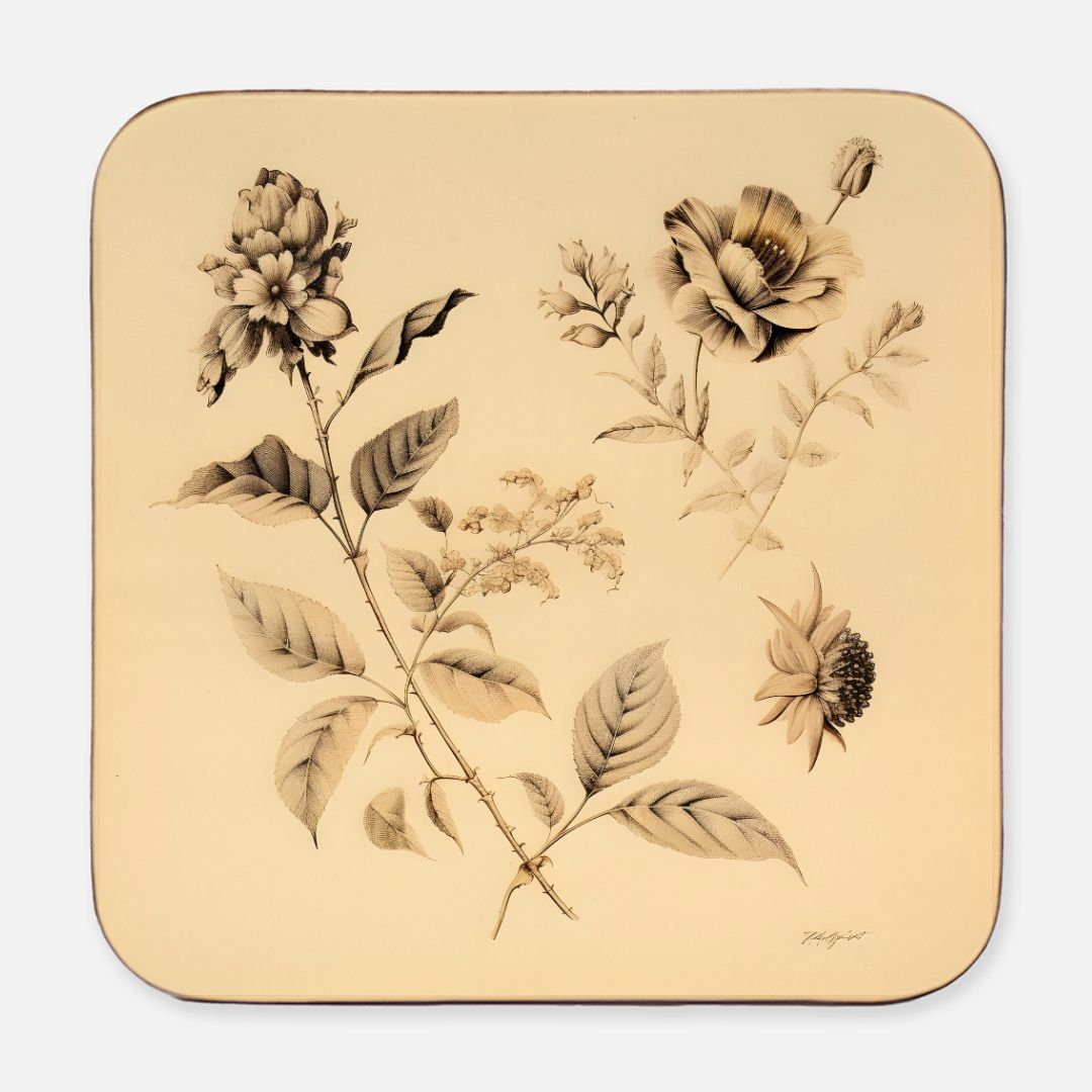 Vintage Roses Coaster Hardboard Back 4pack (Square)