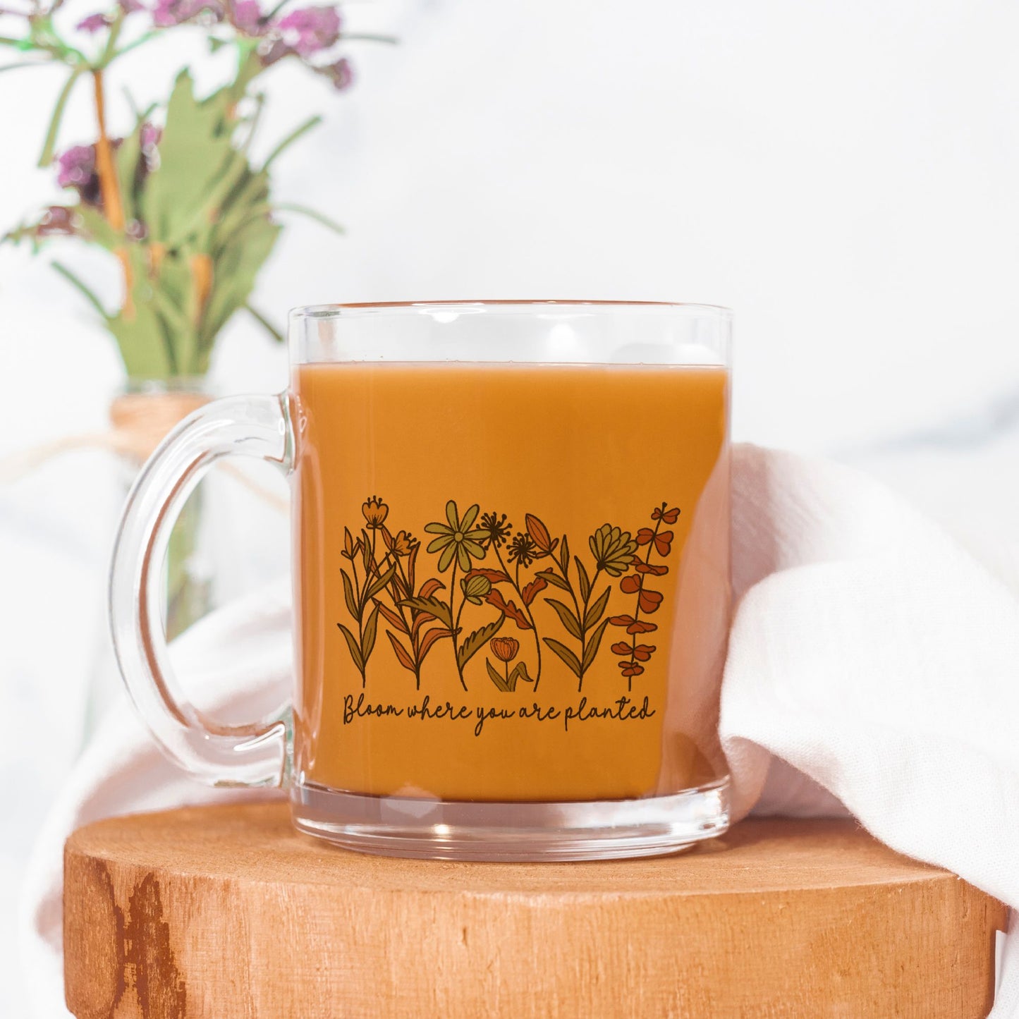 Bloom where you are Planted 10 oz Heavy Glass Hot Mug