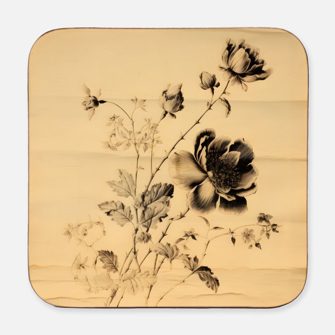 Vintage Roses Coaster Hardboard Back 4pack (Square)