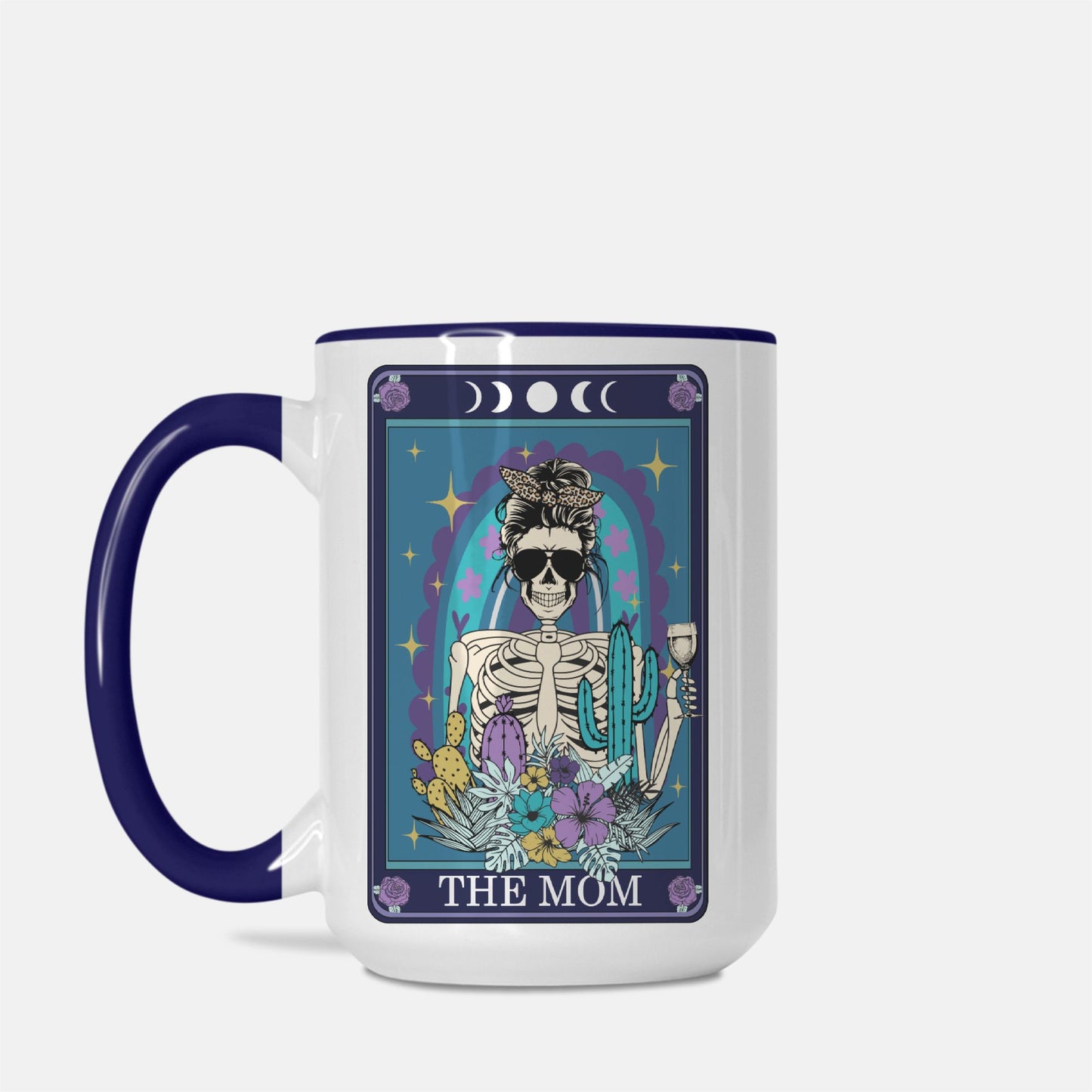 The Mom Tarot Card 15oz. Deluxe Mug (Dark Blue + White)