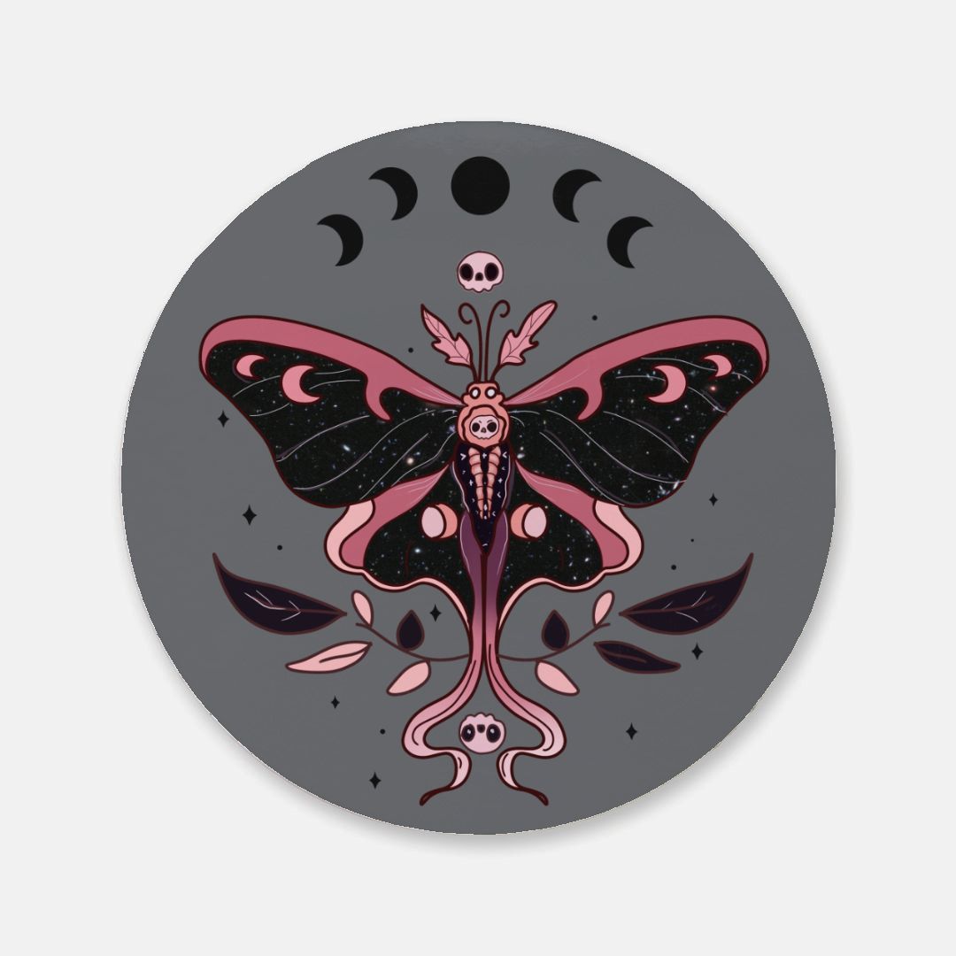 Celestial Moth Cork Back Coaster  (Round)