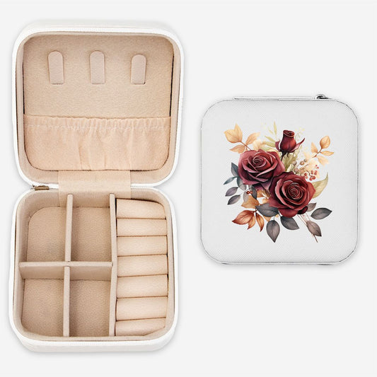 Burgundy Roses Jewelry Travel Case